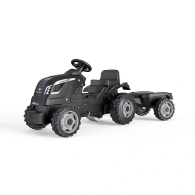 Imagen de Smoby Tractor Infantil con Pedales Farmer XL Negro, Muy Resistente, Remolque, Volante Bocina, Asiento Ajustable, A Partir de 3 Años (7600710131)