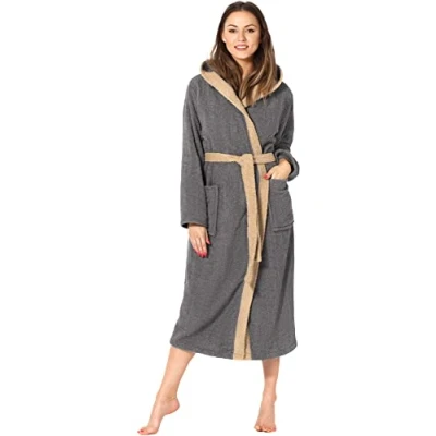 Imagen de Ladeheid Albornoz de Baño 100% Algodón Ropa Casa Mujer LA40 191 (Gris Oscuro 12/Beige 8, M)
