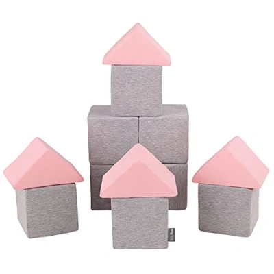 Imagen de KiddyMoon Bloques Blandos 12 Piezas para Niños 14Cm, Mix:Gris Claro/Rosa