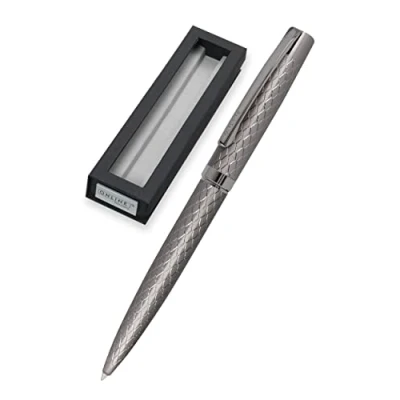 Imagen de Online Bolígrafo Eleganza Diamond Titanio, esfera de metal, mina gran tamaño, clip color negro, sin documentos, incluye embalaje regalo