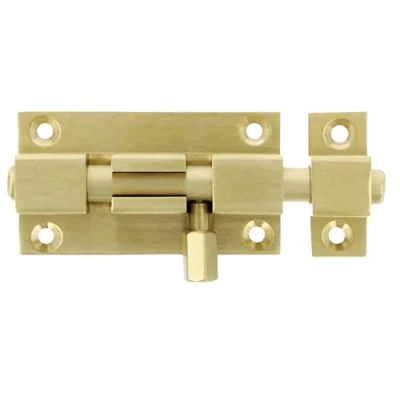 Imagen de Amig Pasador De Sobreponer para Puertas Mod.700 65 x 37 mm Pestillo Seguridad Cierre Horizontal o Vertical Latón con Acabado Dorado Mate Incluye Tirafondos
