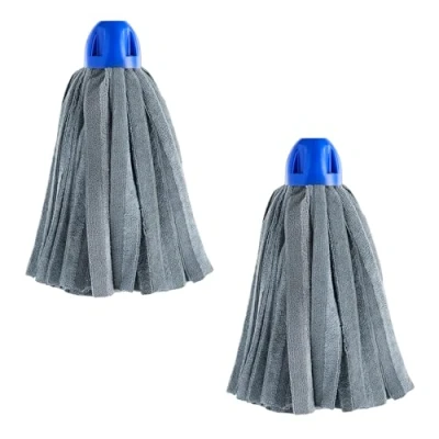 Imagen de MAYA Fregona MAX Pro Tiras. Limpieza para Todo Tipo de Suelos. 100 % Microfibra. Super Absorbente y No Raya. Rosca Universal. Pack 2 Fregonas (Azul)