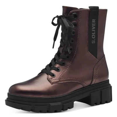 Imagen de s.Oliver Botas Planas de Encaje para Mujer 5 25221 43, Cortas al Tobillo, Bronce Metal, 38 EU
