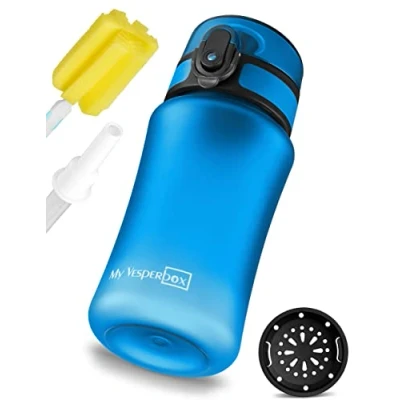 Imagen de My Vesperbox Minny botella de agua para niños a prueba fugas con pajita o colador 350 ml 500 ligera y resistente sin BPA ideal guardería escuela bicicleta