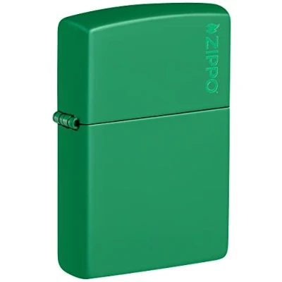 Imagen de Zippo Encendedor de Bolsillo clásico con Logotipo Verde Hierba Mate