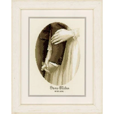 Imagen de VERVACO Vevaco Kits De Punto Cruz Contado Cuadros Decoracion DIY Creativo Kit Pareja Boda Manualidades Arte Pared Bordar Principiantes Regalo ca. 17 x 24 cm Cross Stitch Embroidery