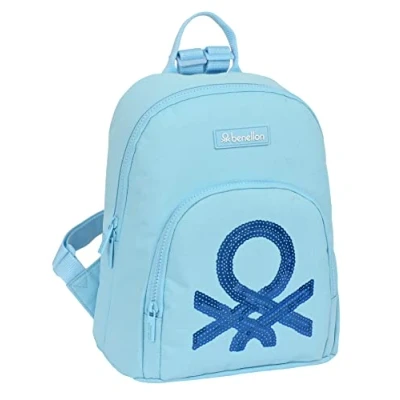 Imagen de Safta M846 BENETTON Sequins Mini Mochila para Uso Diario, Ideal Niños de Diferentes Edades, Cómoda y Versátil, Calidad Resistencia, 25x13x30 cm, Color Azul Claro, Unisex niños, Estándar