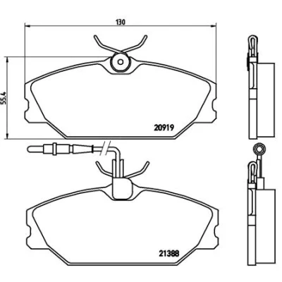 Imagen de BREMBO P 68 014 Juego de pastillas freno con contacto avisador desgaste tornillos pinza sin accesorios RENAULT: SAFRANE 1, LAGUNA 1