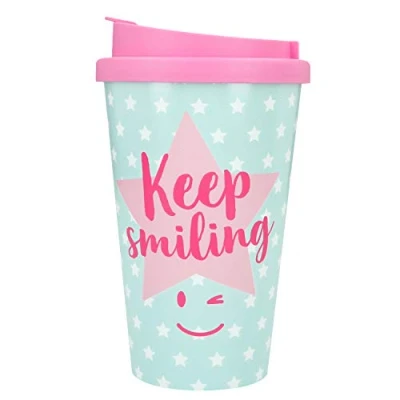 Imagen de Depesche 2180.029 to Go Taza de plástico con texto Keep Smiling, 350 ml, multicolor