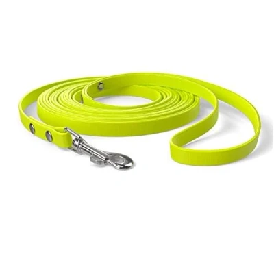 Imagen de Línea de Arrastre 15 m, Correa para Perros, Bucle Mano, Amarillo neón, Extra Estrecha, Repelente a la Suciedad y al Agua