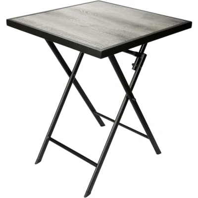 Imagen de BRUBAKER Mesa de Jardín Bergamo Tabla Balcón 58 x cm Impermeable Metal con Aspecto Madera Plegable para Balcón, Terraza Gris