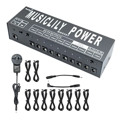 Imagen de Musiclily Pro Fuente de Alimentación Pedal Power 10 Salidas DC Aisladas con Adaptador estándar EU para Efectos Guitarra Eléctrica 9V / 12V 18V