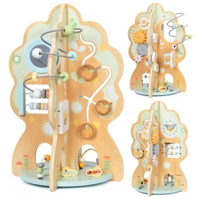 Imagen de mamabrum Juguete Educativo Árbol de Madera Centro Actividades 10 en 1 para Bebé Año Juguetes Niños con Laberinto, Engranajes y Reloj 44,5cm