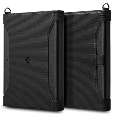 Imagen de Spigen Funda Pasaporte con Bloqueo de RFID, Portadocumentos para Viajes, Tarjetas identificación Compatible la mayoría los tamaños Negro