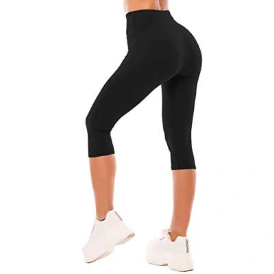 Imagen de SINOPHANT Leggins Cortos Mujer Cintura Alta 3/4 Pantalones Deportivos Capri Mallas Deporte 1 iezas S M