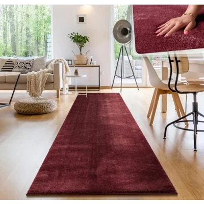 Imagen de Paco Home Alfombra para la Sala de Estar Unicolor Lavable Suave Pila Corta, tamaño:80x300 cm, Color:Plata