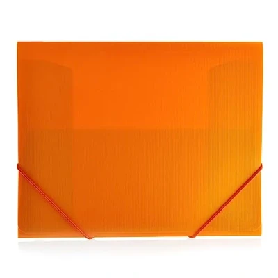 Imagen de Pack con 10 Carpetas Cierre de Gomas Redondas Tamaño A4+, Material muy resistente 12 Colores Polipropileno 100% Reciclable, by Office Box. (10, Naranja)