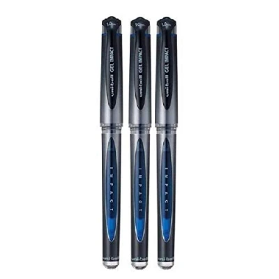 Imagen de Uni Ball Azul con Tapa (UM 153S) Gel Impacto Bolígrafo Bolígrafos Punta de Bola Ancha 1mm 0.6mm Ancho Línea Tinta (Paquete 3)