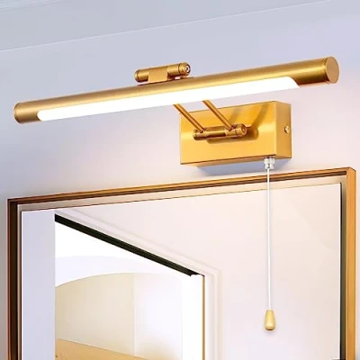 Imagen de MantoLite Aplique Pared Interior 8W, de LED Para Espejo Baño con Cabezal Giratorio, Accesorios Lámpara Lectura Noche Restaurante Hotel 3000K (Latón 40cm)