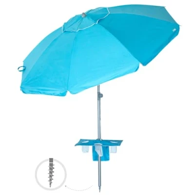 Imagen de AKTIVE Sombrilla playa, Marinera, 210 cm, Mesa central con posavasos, Colgador, Mástil acero, Inclinable y regulable en altura, Tejido poliéster Oxford, Protección UV50, Sombrillas grandes (62330)
