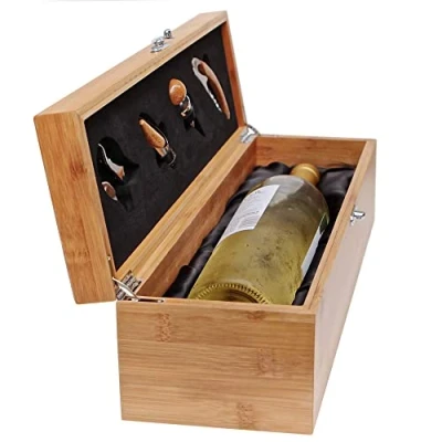 Imagen de CASE ELEGANCE Caja de Madera Regalo para Botellas y Juego Utensilios Amantes del Vino