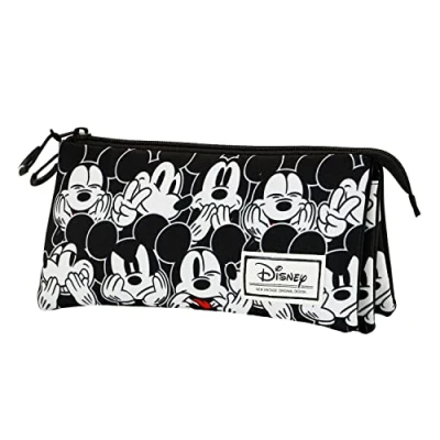 Imagen de Disney Mickey Mouse Mess Estuche Portatodo Triple FAN, Negro, 23 x 11 cm