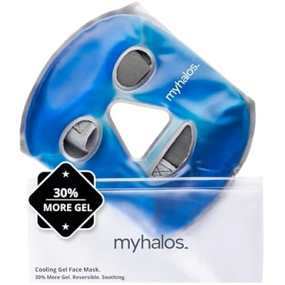 Imagen de MyHalos Mascarilla Facial Fría Cubre Todo el Rostro Antifaz Gel Frío y Compresa Caliente Alivia la Piel los Ojos Ideal para Combatir Migrañas, Estrés, Dolor e Hinchazón