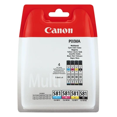 Imagen de Pack De Cartucho Tintas 4 Colores (cmyk) Canon Cli 581 2103c005