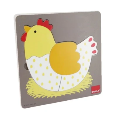 Imagen de Goula Puzle gallina de 3 niveles Encajable madera a partir 2 años
