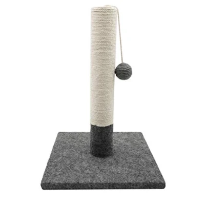 Imagen de Tyrol Rascador para Gatos 42cm Poste Grandes en Yute y Tela Resistente con Pompón Torre Diseño Moderno Color Gris Blanco Base Estable de 30x30 cm Accesorios