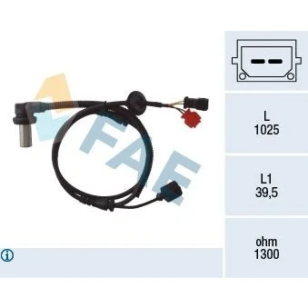 Imagen de FAE 78063 Sensor de ABS Eje delantero inductivo 2 1025 VOLKSWAGEN: Passat B5 GP Berlina, Variant, AUDI: A4 Berlina