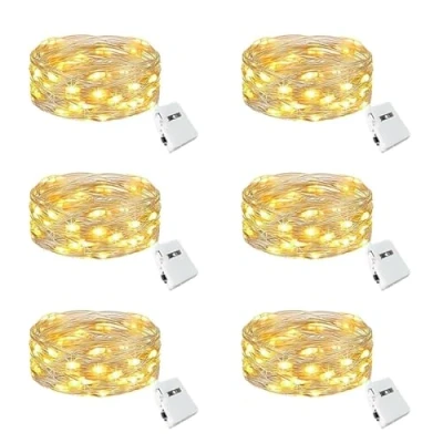 Imagen de Cadena de Luces, 6 Piezas, Guirnalda Luces 2M 20 LED, para Navidad, Habitacion, Fiesta, Jardín, Bodas, Compleaños Hadas (Blanco Cálido)