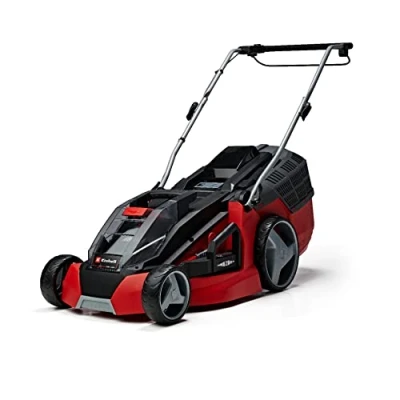 Imagen de Einhell Cortacésped GE cm 43 Li M Kit Power X Change (36V, ancho de corte, hasta 600 m², Brushless, función mulching, 63L bolsa recolectora, con 2x 4,0 Ah baterías y cargadores)