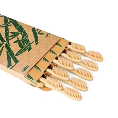 Imagen de Daletu Cepillos de Dientes Bambú para Viaje 10 Palos, Reutilizables, Biodegradables, Cerdas Suaves Orgánicas Naturales Ecológicas Libres BPA