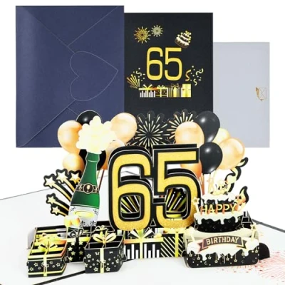 Imagen de joyoldelf Tarjeta Felicitacion 65 Cumpleaños Pop Up Tarjetas Cumpleaño Personalizada 3D, Regalos Divertidos Hombre NiñA, Incluye Sobre, Ideal Para Padre, Madre, Amigo, Novio, Novia