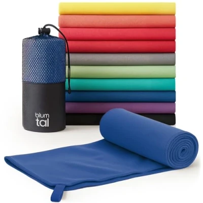 Imagen de Blumtal toalla microfibra 180x90 cm toallas gimnasio de secado rápido gym para grandes azul