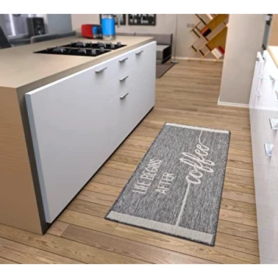 Imagen de HANSE Home Bon Appetit Alfombra de Cocina, Antideslizante, fácil Limpiar, Resistente, con Certificado Öko Tex para Pasillo, Comedor, Color Crema y Gris, 62 x 150 cm