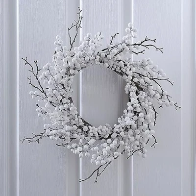Imagen de Ginger Ray Corona de Navidad para Colgar en la Puerta con Bayas Blancas