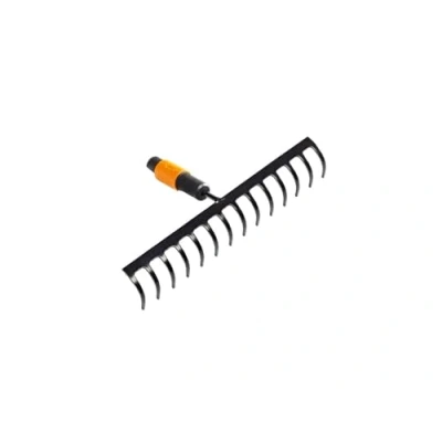 Imagen de Fiskars Rastrillo de dientes curvados, 14 dientes, Cabezal herramienta QuikFit, Largo: 36 cm, Acero al carbono, Negro/Naranja, 1000653