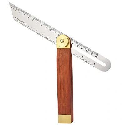 Imagen de WANTOUTH Falsa Escuadra Carpintero 230mm de Escuadras Metálicas con Mango Madera para Medir Angulos Artesano Arquitecto Ingeniero