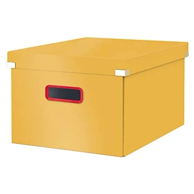 Imagen de Leitz, Caja Mediana de Almacenaje Click and Store, Archivadora Plegable con Tapa, Cartón Duro Primera Calidad para tu Hogar y Oficina, Gama Cosy, Amarillo Cálido, 53480019, Tamaño A4