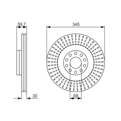 Imagen de BOSCH 0 986 479 589 Disco de freno 345 30 10 112 ventilado revestido altamente carbonizado AUDI: A8 D2