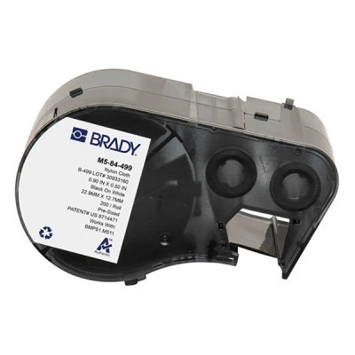 Imagen de M511 Brady M5 84 499 etiquetas de tela nailon negro sobre blanco 12,7 mm x 22,86 (original)