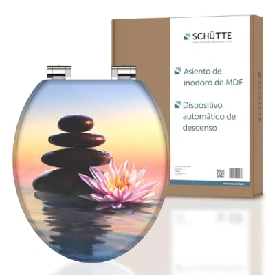 Imagen de SCHÜTTE asiento de inodoro Sunset con descenso automático madera, tapa inodoro, núcleo madera diseño (carga máxima 175 kg)