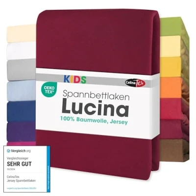 Imagen de CelinaTex Lucina bebés niños sábanas Ajustables Camas para bebé algodón 60x120 70x140 cm Burdeos