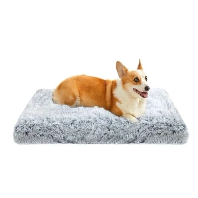 Imagen de MDDK DY Cama Perro Mediano, Lavable, Fondo Antideslizante, de Perro, Mullido, Felpa Larga, Gris Ombré 75 x 50 8 cm