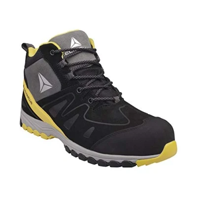 Imagen de Delta Plus MANHAS3NJ40 Mocasines Nubuck Cuero Engrasado y Malla de Nylon, S3 HRO SRC, Negro/Amarillo, Talla 40