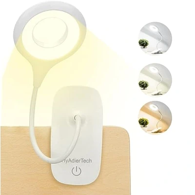 Imagen de HyAdierTech Luz de Lectura con Clip, Lámpara Escritorio 40 LED, Cama 3 Colores * Brillos Cuello Flexible, Recargable USB, Control Táctil