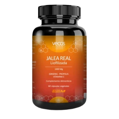 Imagen de Jalea Real Pura Liofilizada 1000 mg con Vitamina C, ginseng y Própolis Aumenta la Energía Vitalidad Reduce el Cansancio Fatiga Refuerza Sistema Inmunitario Sin Azúcar