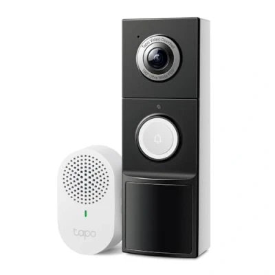 Imagen de Tapo D235 2K 5MP Timbre de Puerta inalámbrico 180DFOV Ultra Wide Video Doorbell o con Cable, batería 210 días, Anillo Incluido, Vista pies a Cabeza IP66, detección IA